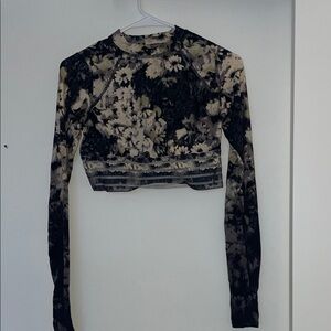 Free People Movement Open Back Floral Long Sleeve Crop Top